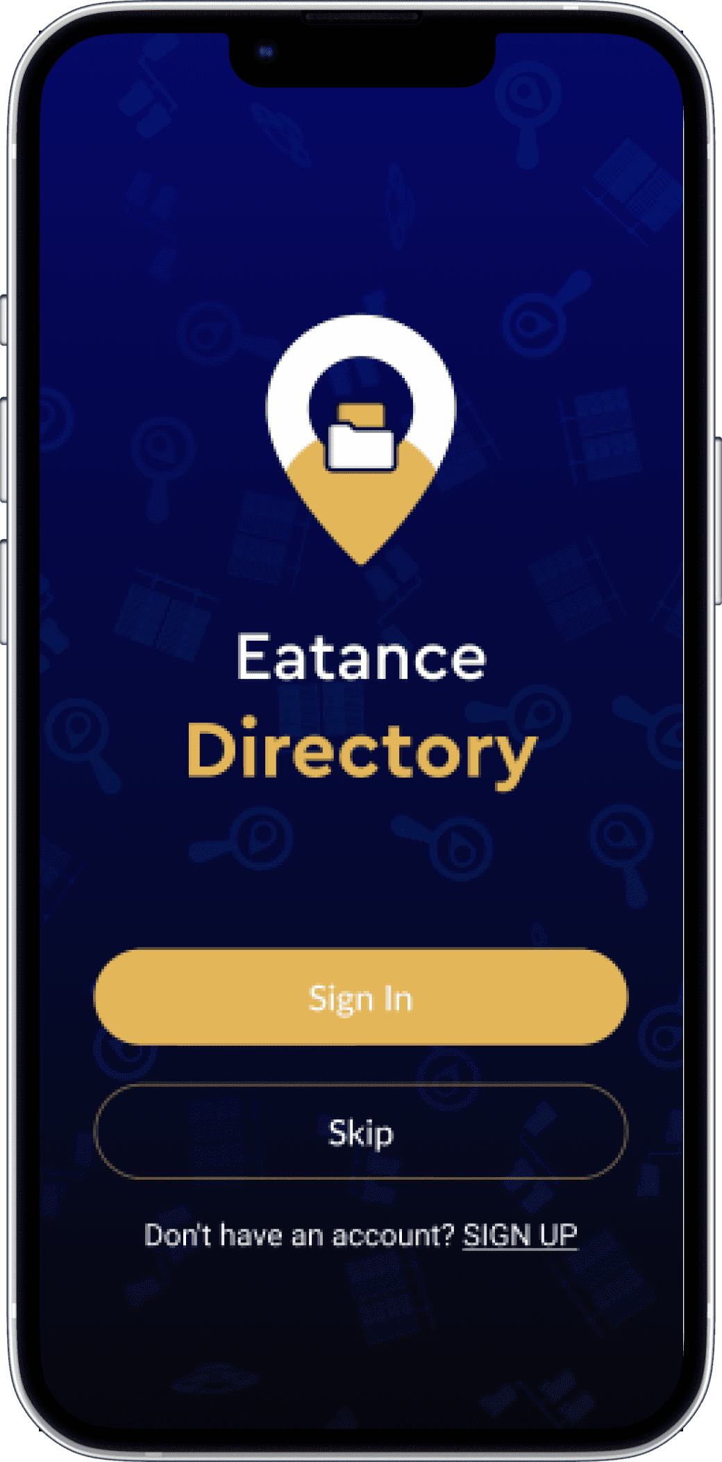 business directory app sign in screen