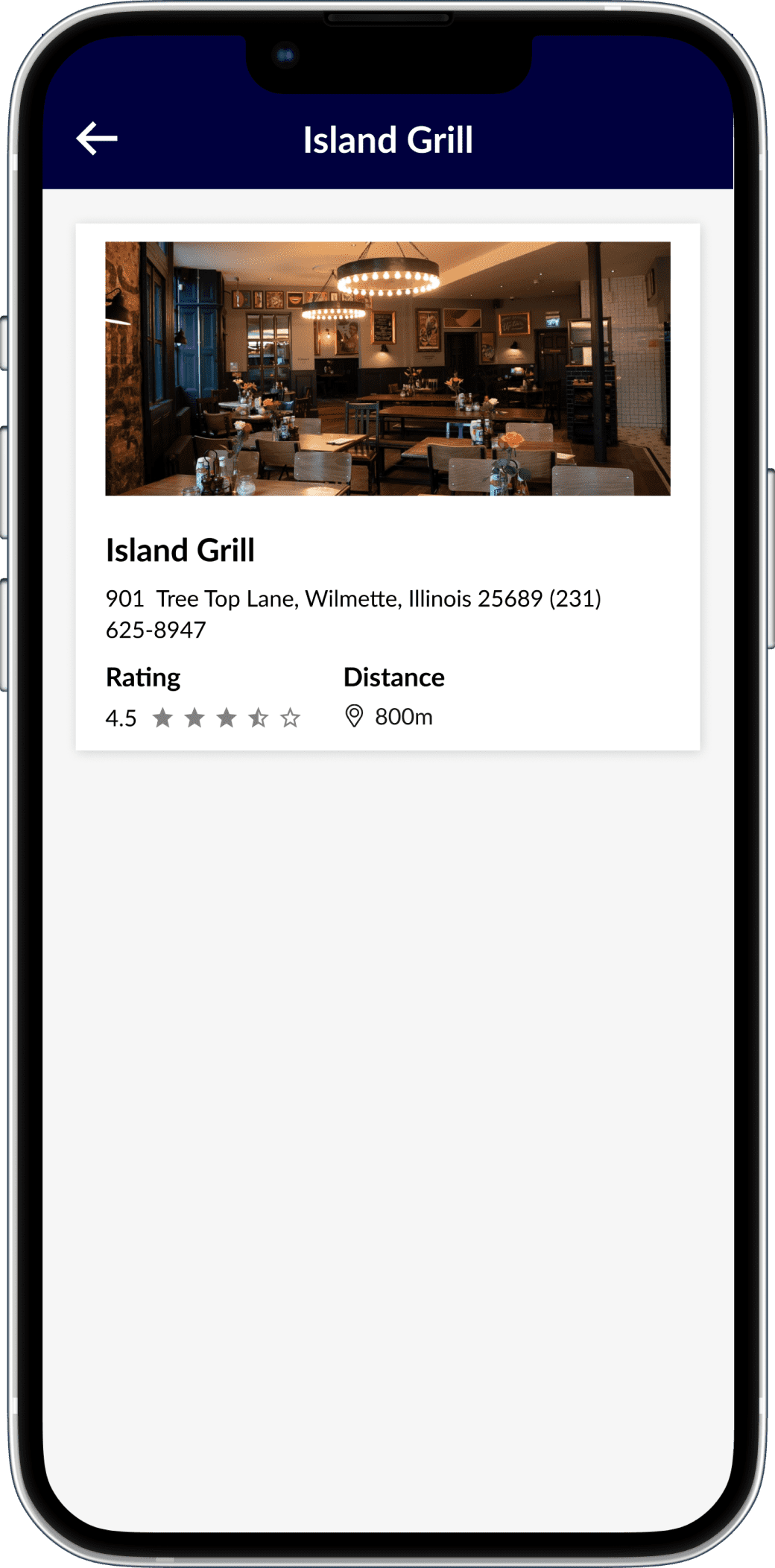 business directory app listing detail screen