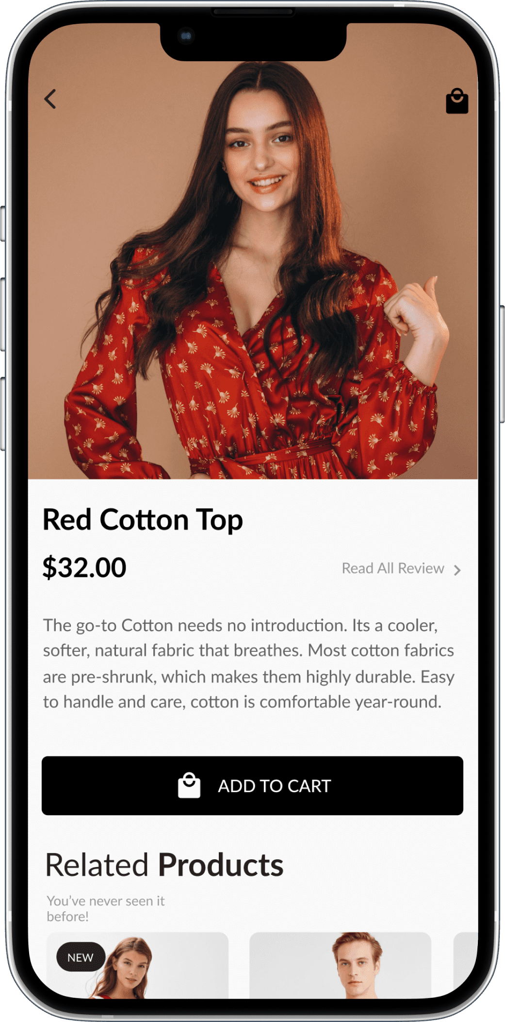 Magento eCommerce fashion mobile app product detail screen