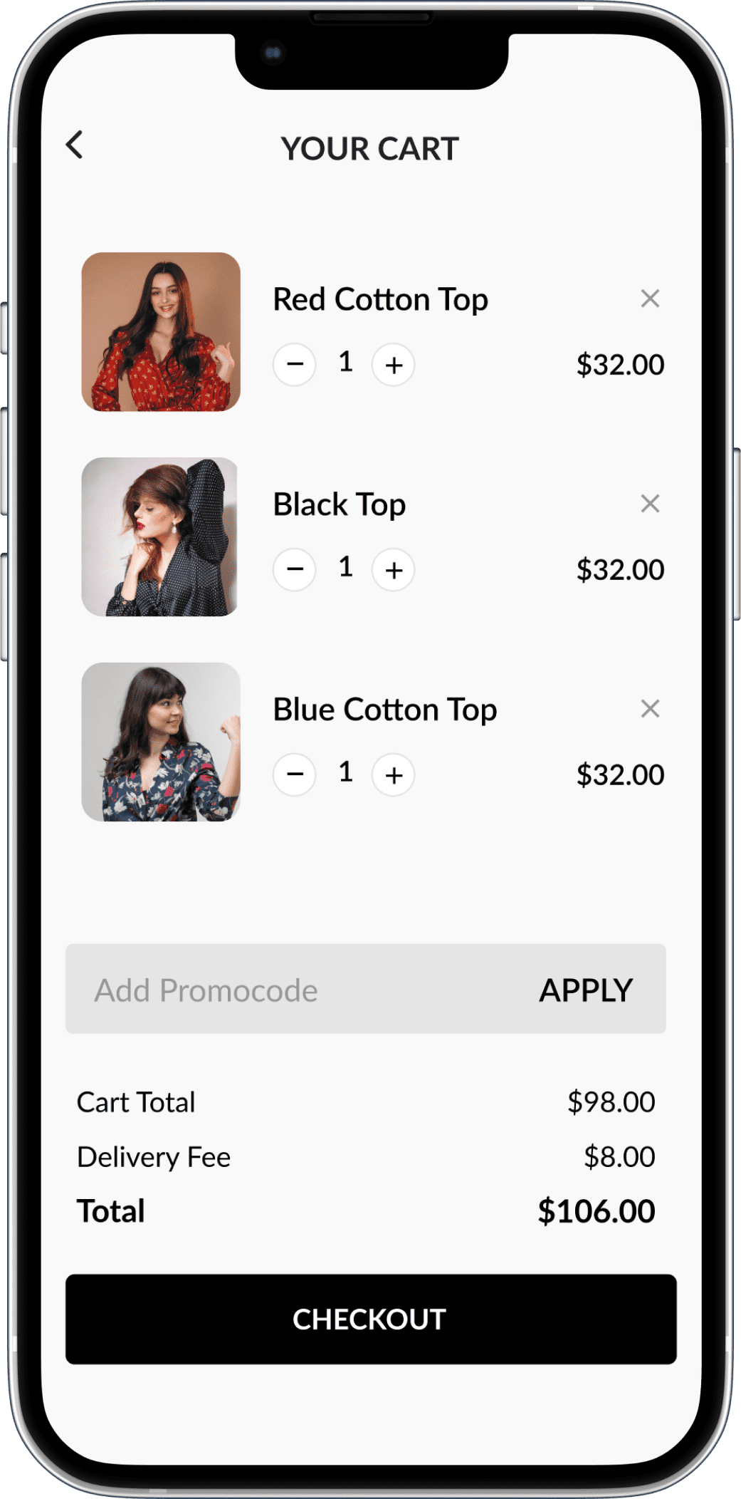 Magento eCommerce fashion mobile app checkout screen