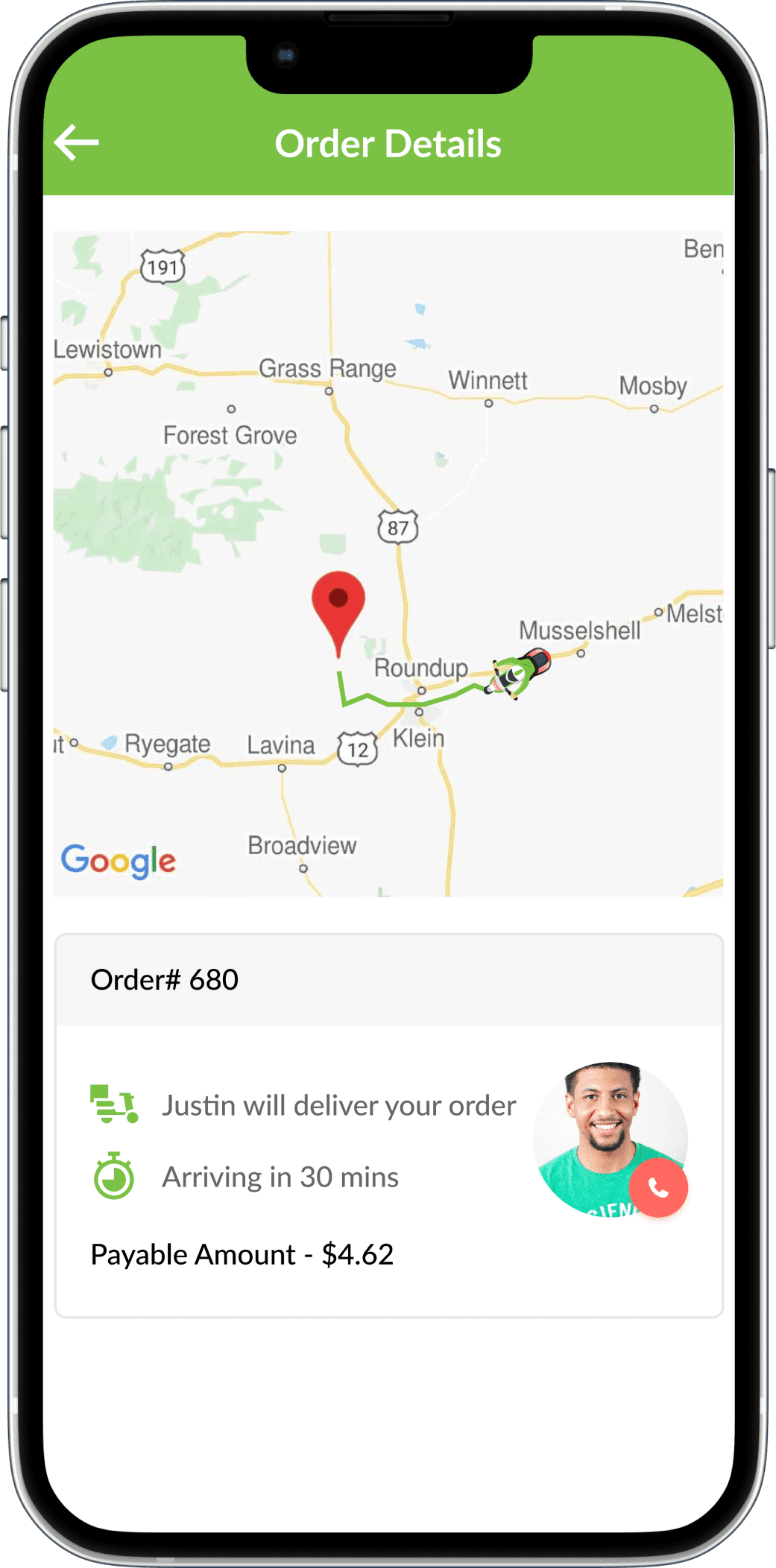 online grocery delivery app order screen