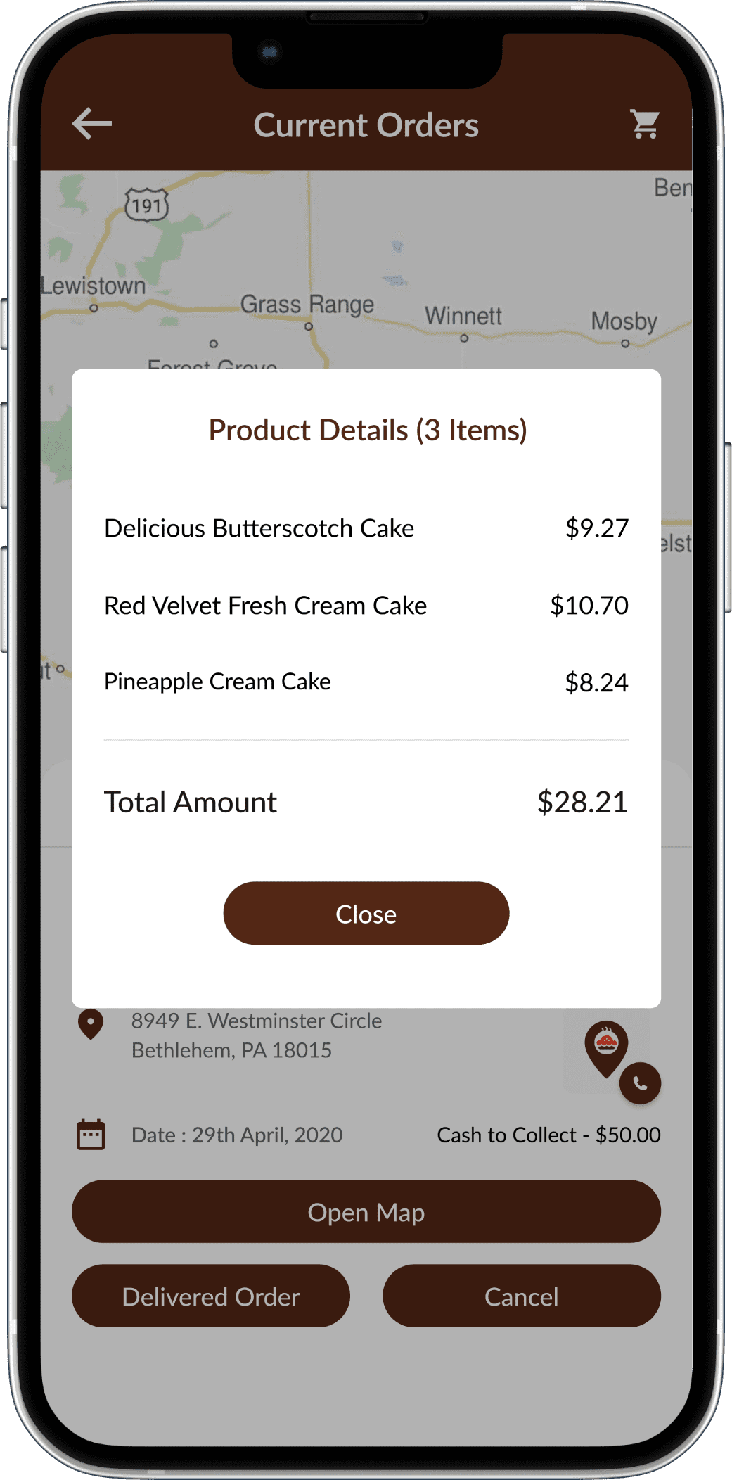 Cake Delivery App Product detail screen