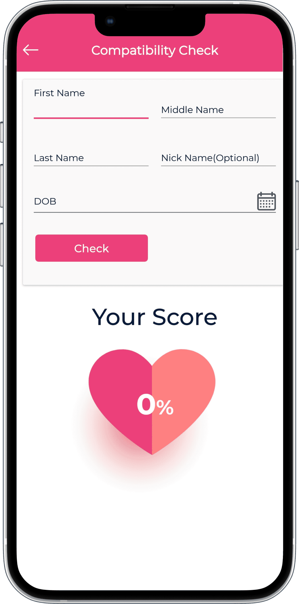 online dating app compatibility check screen