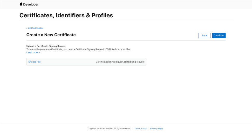 create certificates in apple developer portal