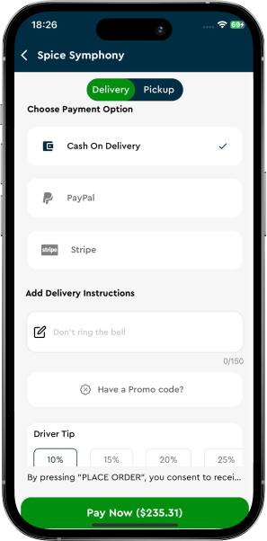 multi restaurant food ordering app multi payment option