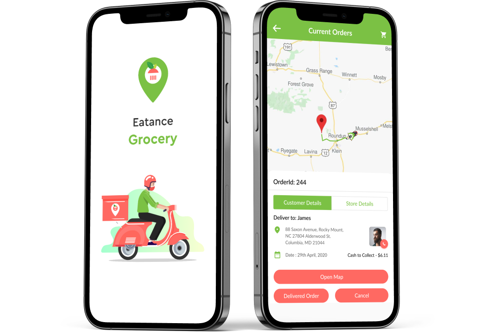 Eatance Grocery App Route map Page