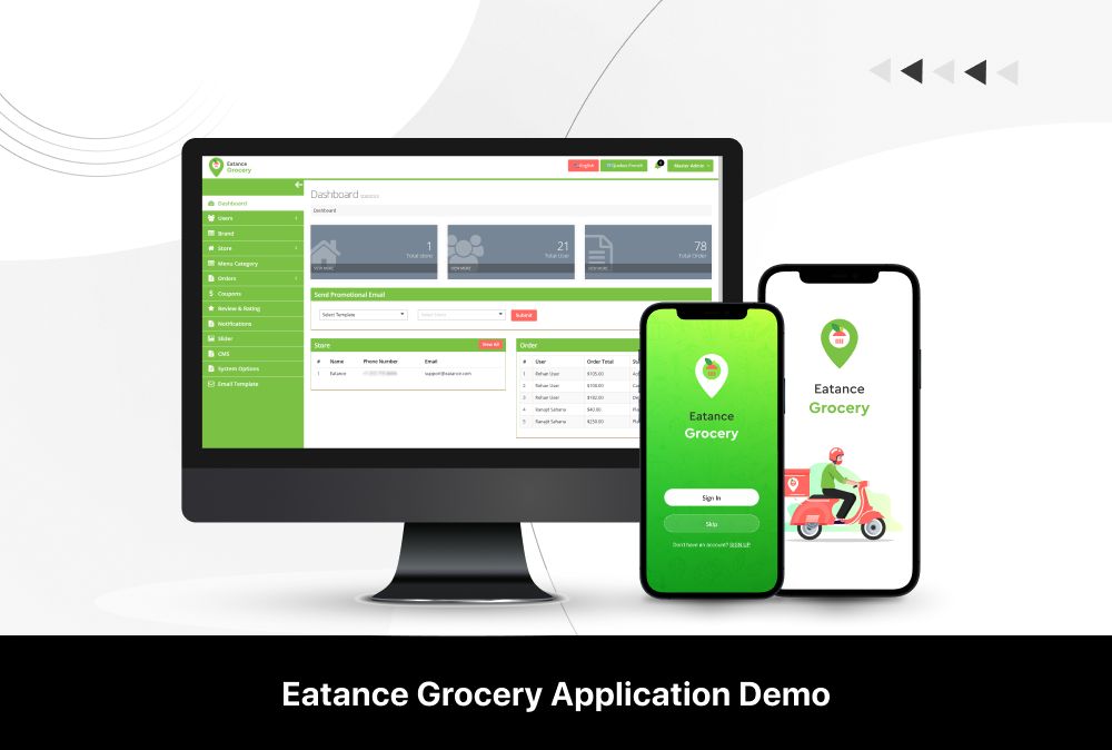 Eatance online grocery app demo