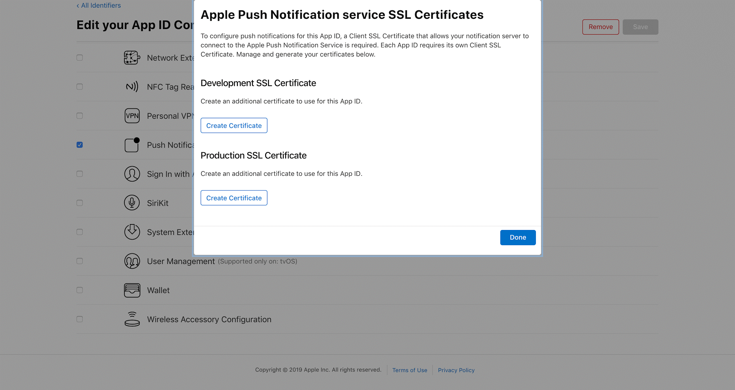 Apple push notification services ssl certificate for Whitelabel pharmacy app 