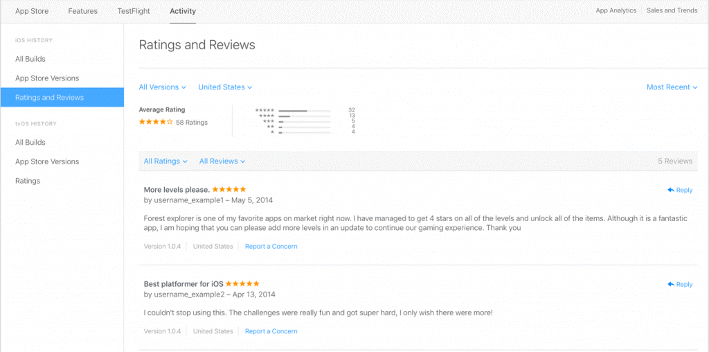 App store Ratings and reviews