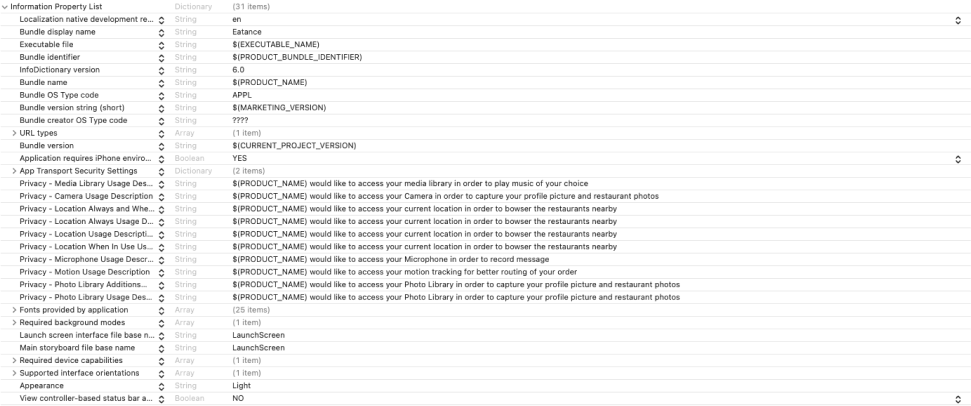 info.plist file