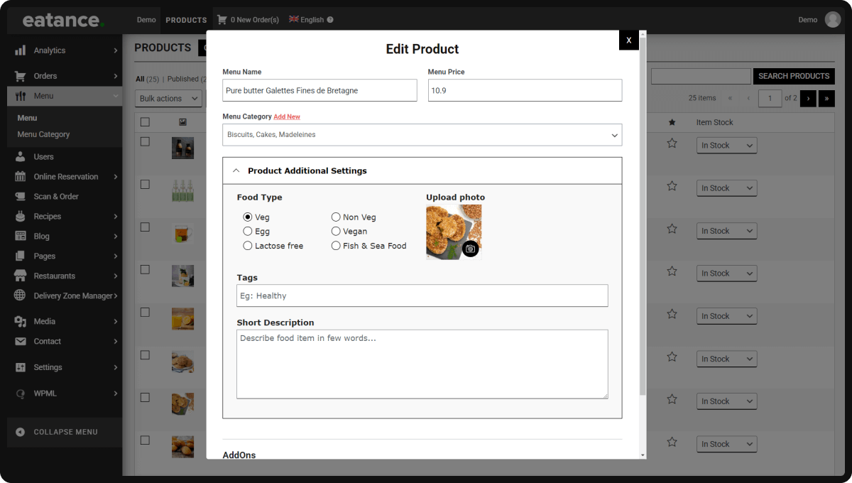 Product Additional Settings